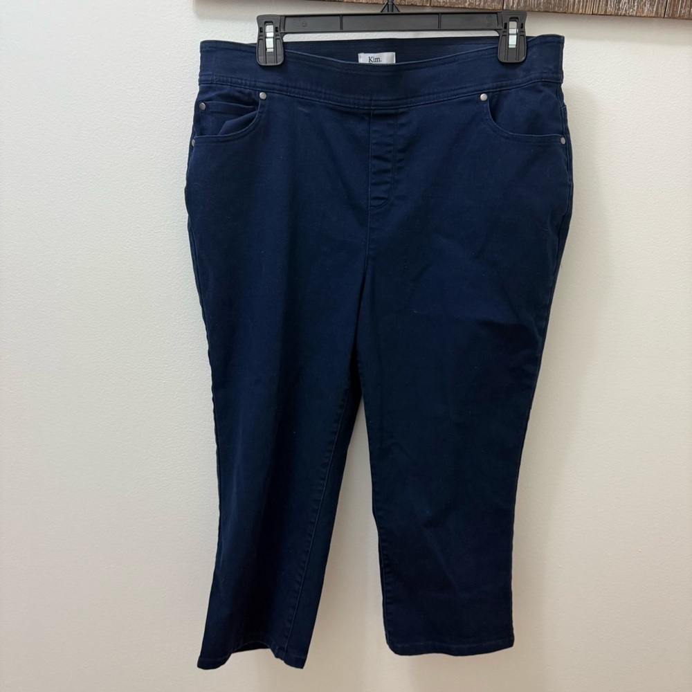 Kim Rogers Women's Pull On Pants Elastic Waist 12 Blue